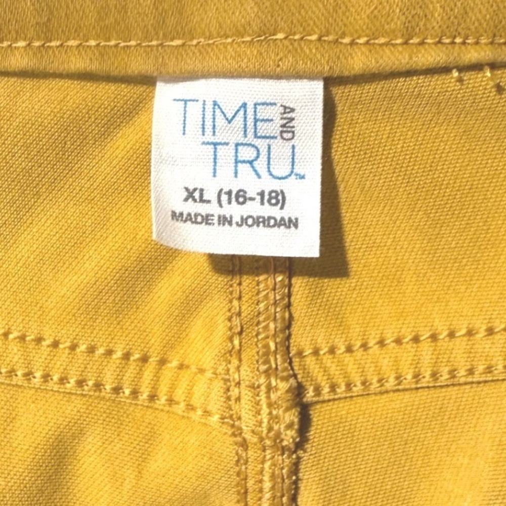 Time and Tru Mustard Yellow Skinny Jeans Womens XL 16-18 Mid Rise Stretch Fall - Picture 3 of 5